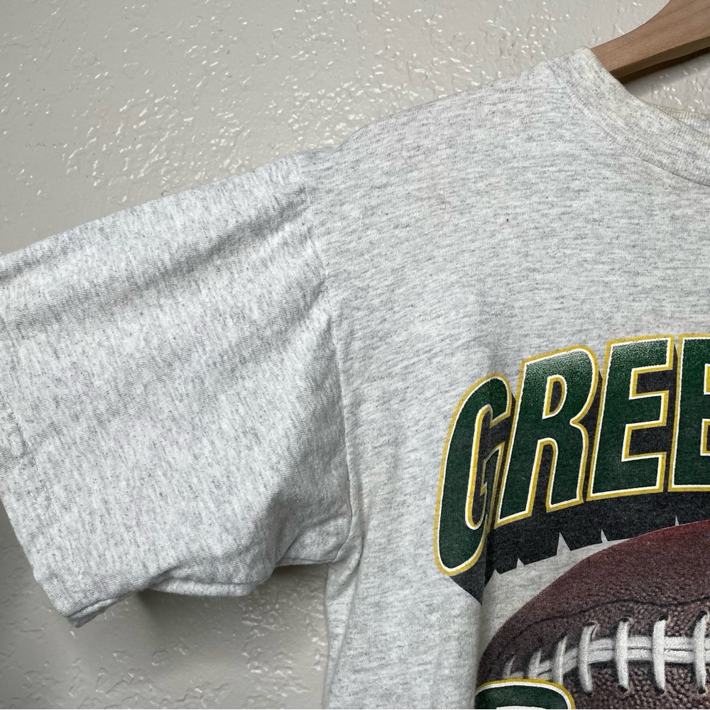 90s Vintage Green Bay Packers T Shirt Heather Gray Graphic Tee - Picture 6 of 15
